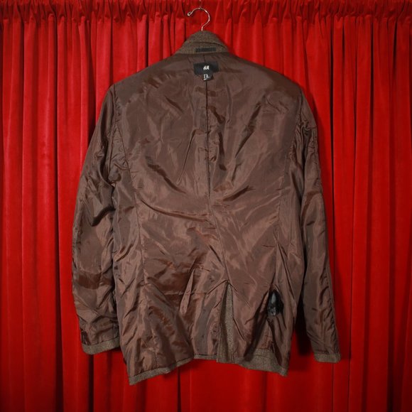 H&M Tweedy Brown Herringbone Blazer w/ Elbow Patch - Picture 4 of 6